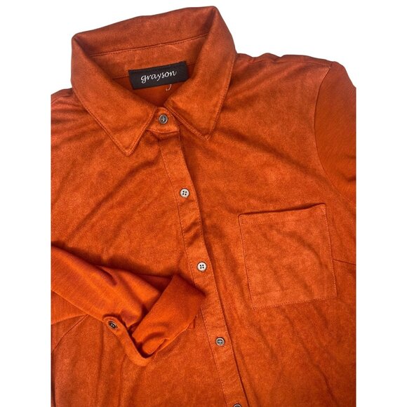 Grayson Button-Up Shirt Womens XS Roll-Tab Sleeves Soft Comfy Casual - Picture 1 of 9